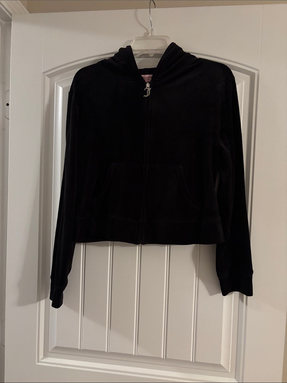 Juicy Couture Black Velour Zip-Up Hoodie Jacket
